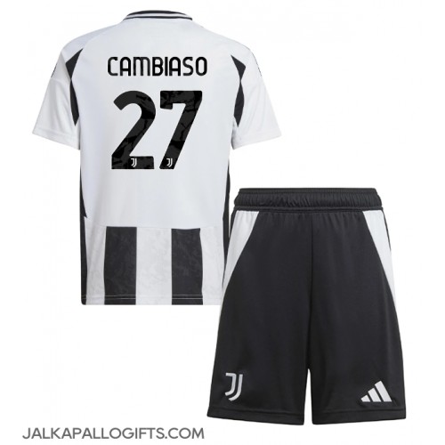 Juventus Andrea Cambiaso #27 Koti Peliasu Lasten 2024-25 Lyhythihainen (+ Lyhyet housut)